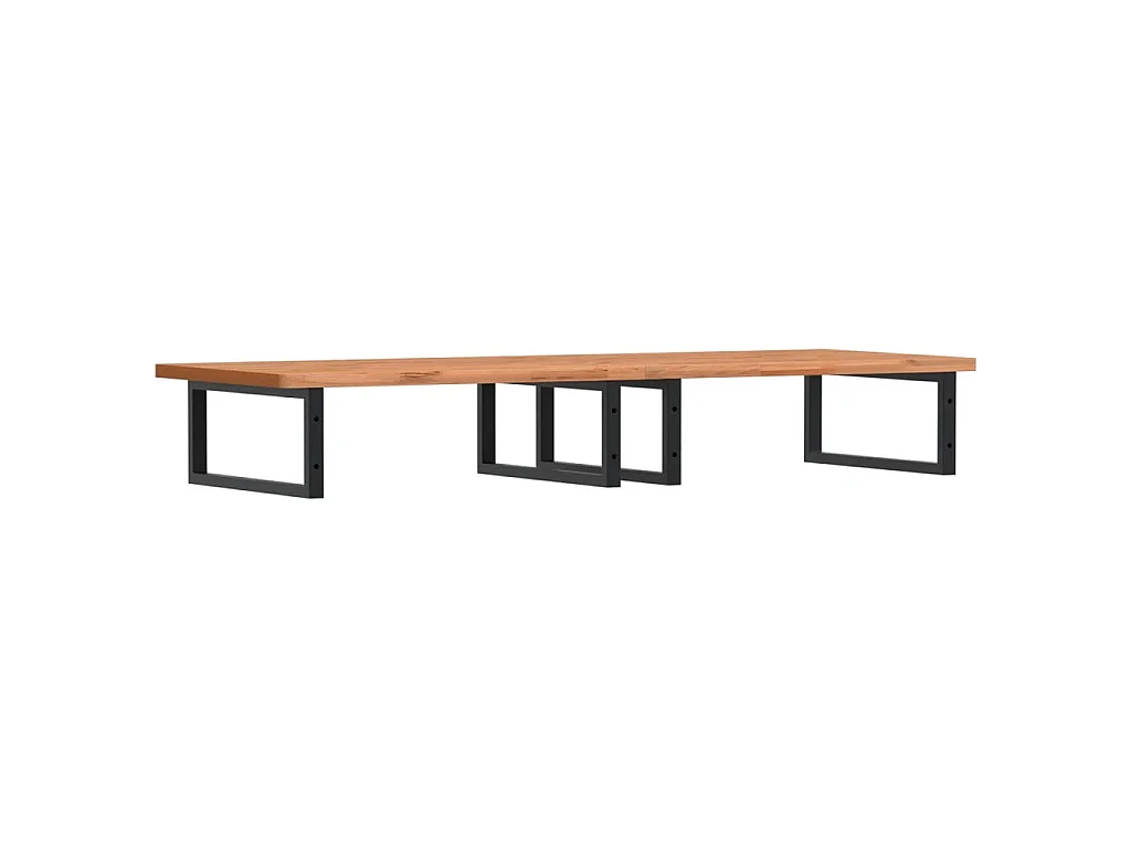 Estante de lavabo de pared de acero y madera maciza de haya
