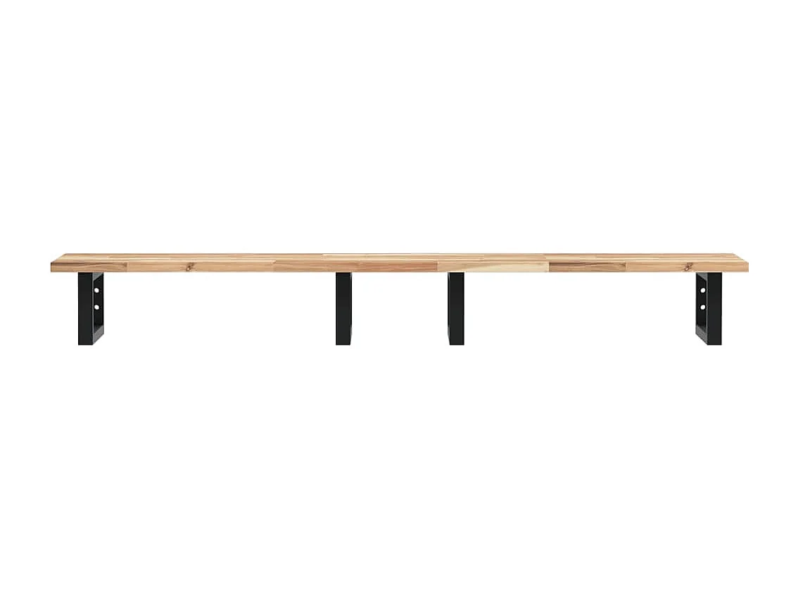 Waschbeckenregal Wandmontage Stahl und Akazienholz