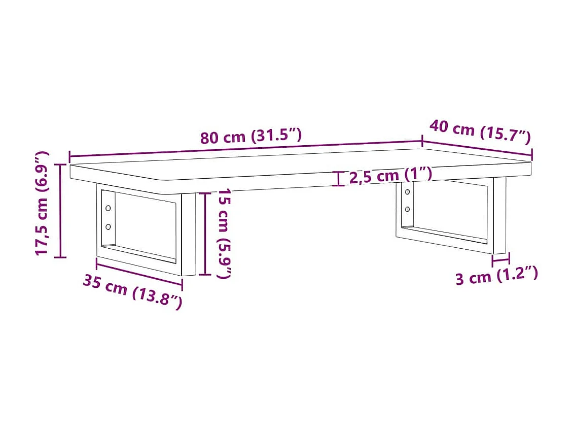 Waschbeckenregal Wandmontage Stahl und Massivholz Buche