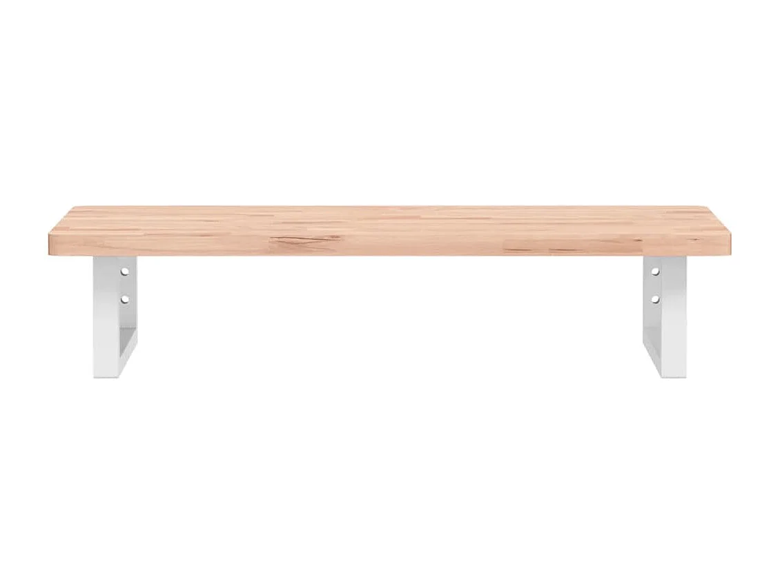 Waschbeckenregal Wandmontage Stahl und Massivholz Buche