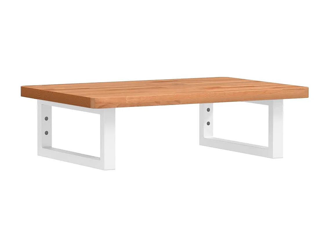 Waschbeckenregal Wandmontage Stahl und Massivholz Buche