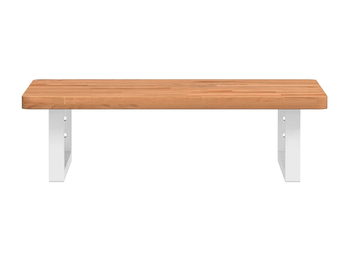 Waschbeckenregal Wandmontage Stahl und Massivholz Buche