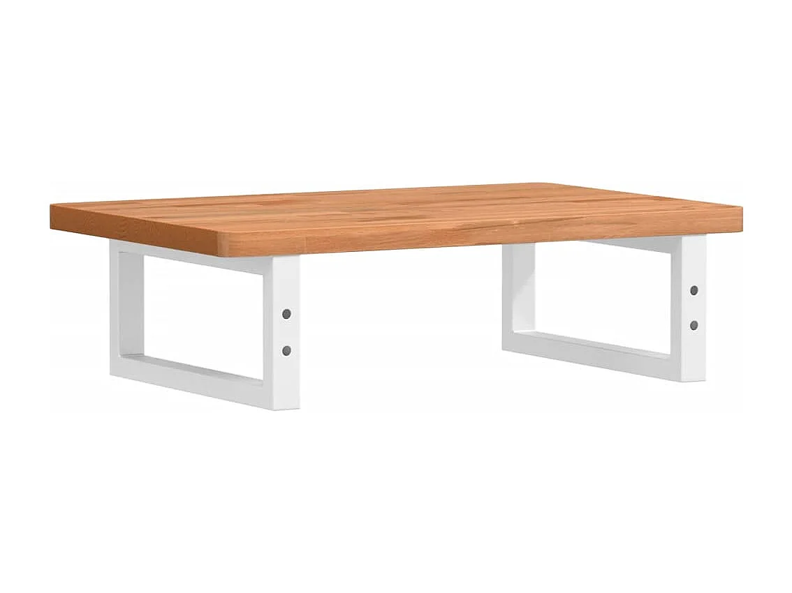 Waschbeckenregal Wandmontage Stahl und Massivholz Buche