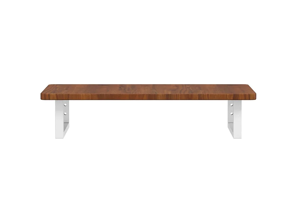 Estante de lavabo de pared de acero y madera maciza de roble