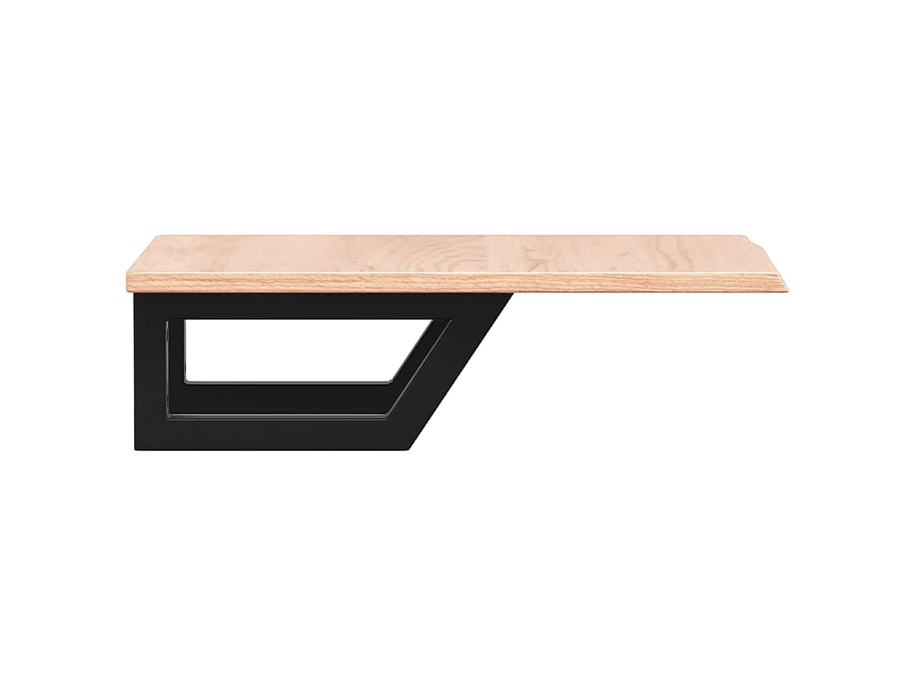 Estante de lavabo de pared de acero y madera maciza de roble