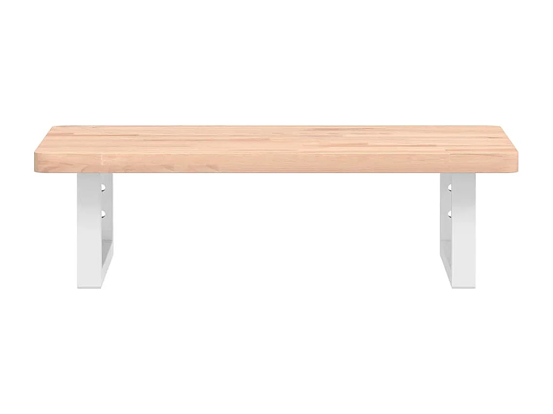 Waschbeckenregal Wandmontage Stahl und Massivholz Buche