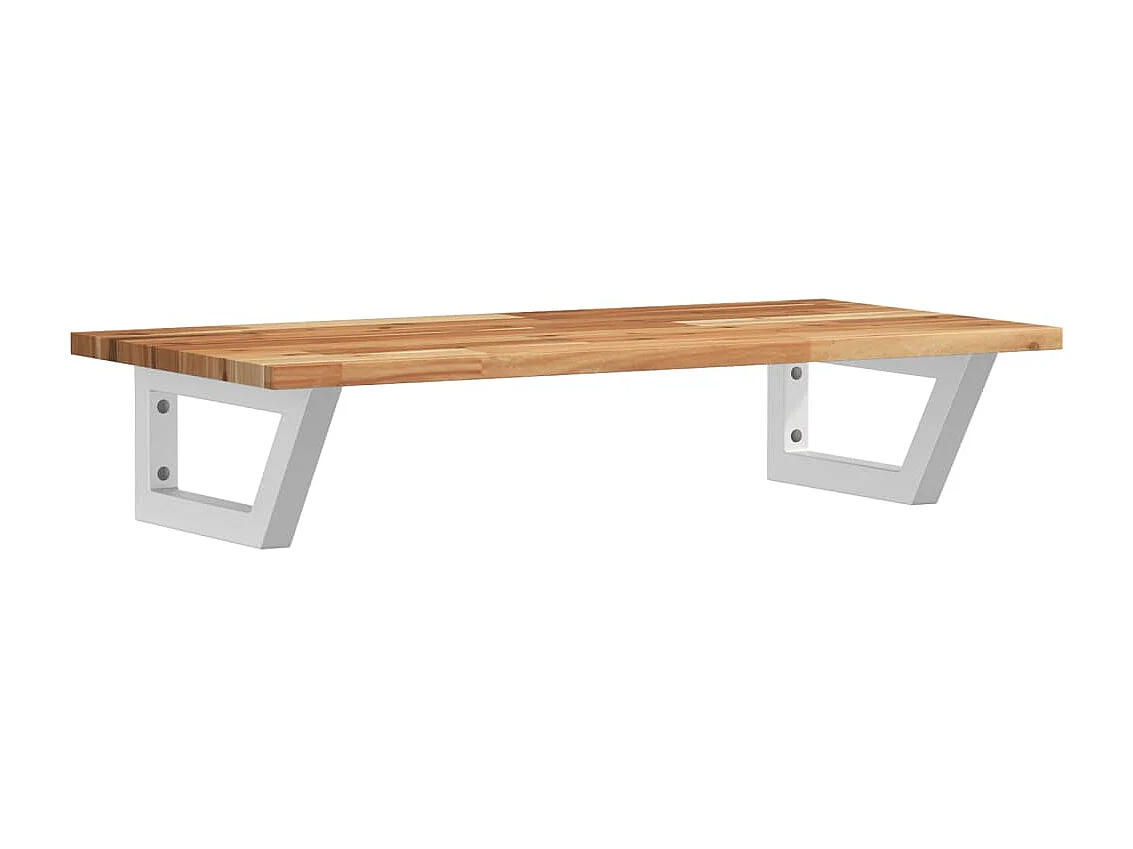 Estante de lavabo de pared acero y madera maciza de acacia