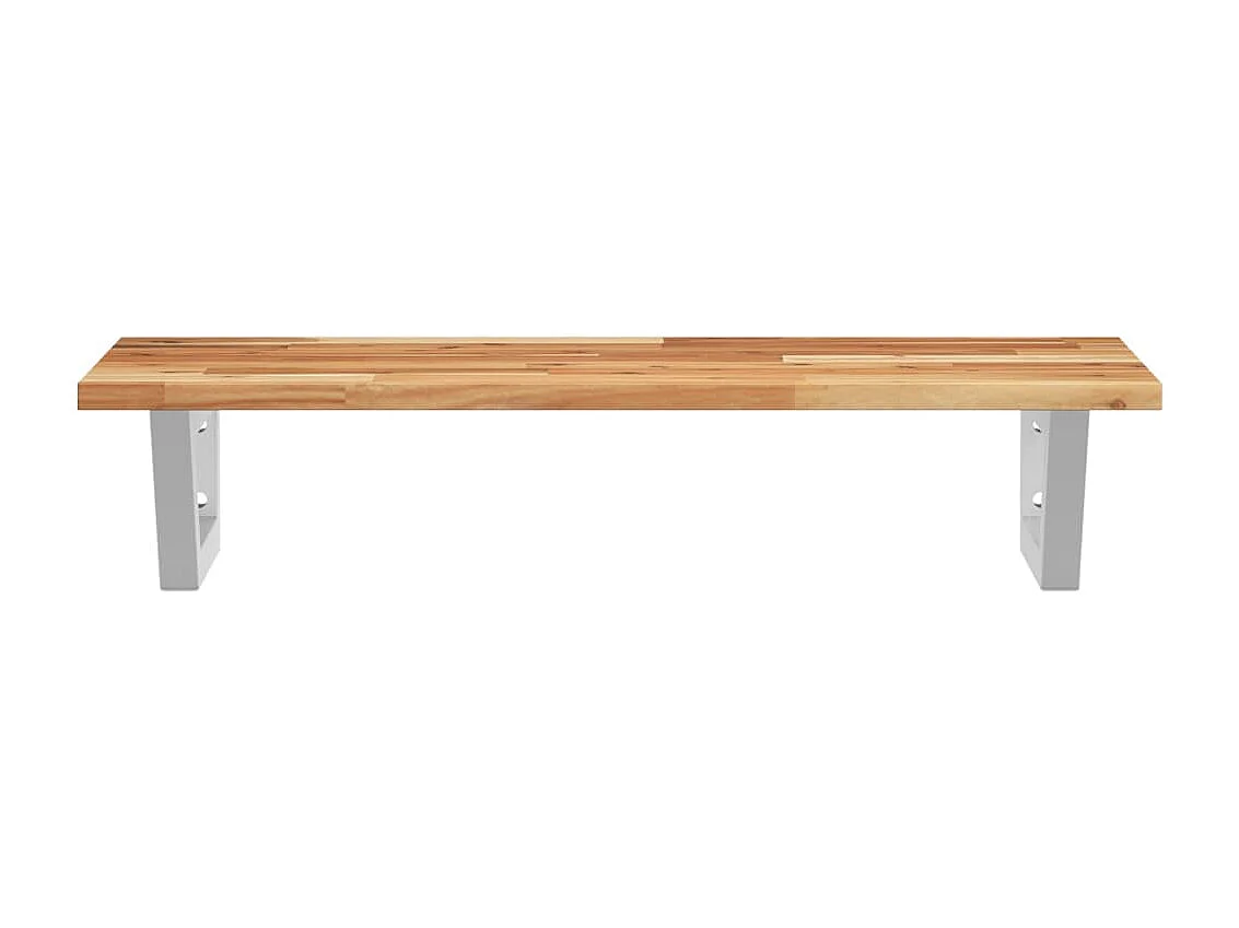 Estante de lavabo de pared acero y madera maciza de acacia