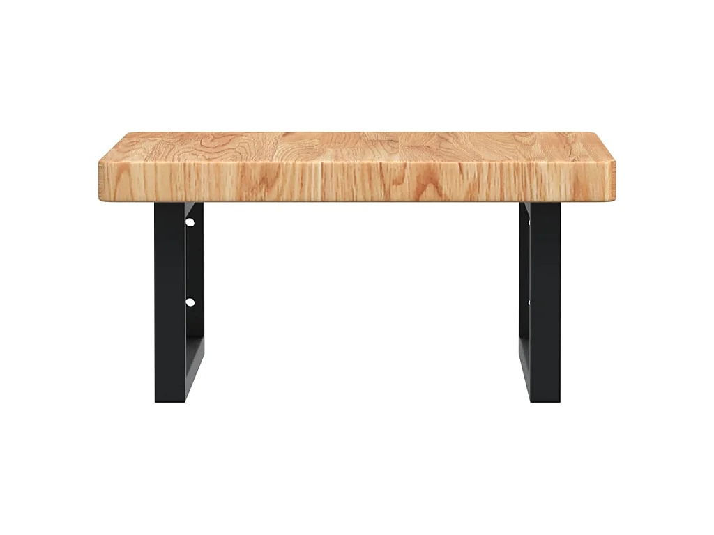 Estante de lavabo de pared de acero y madera maciza de roble