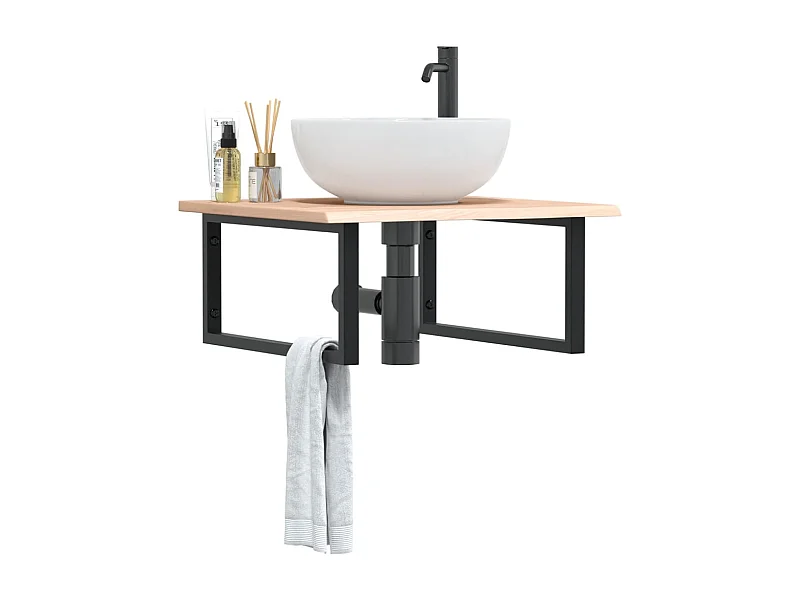 Badkamer wandschap staal en massief eikenhout