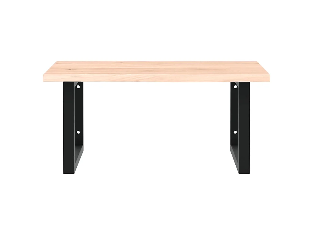 Estante de lavabo de pared de acero y madera maciza de roble