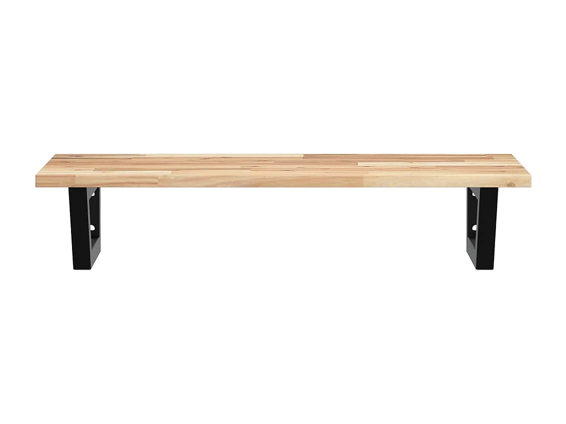 Waschbeckenregal Wandmontage Stahl und Akazienholz