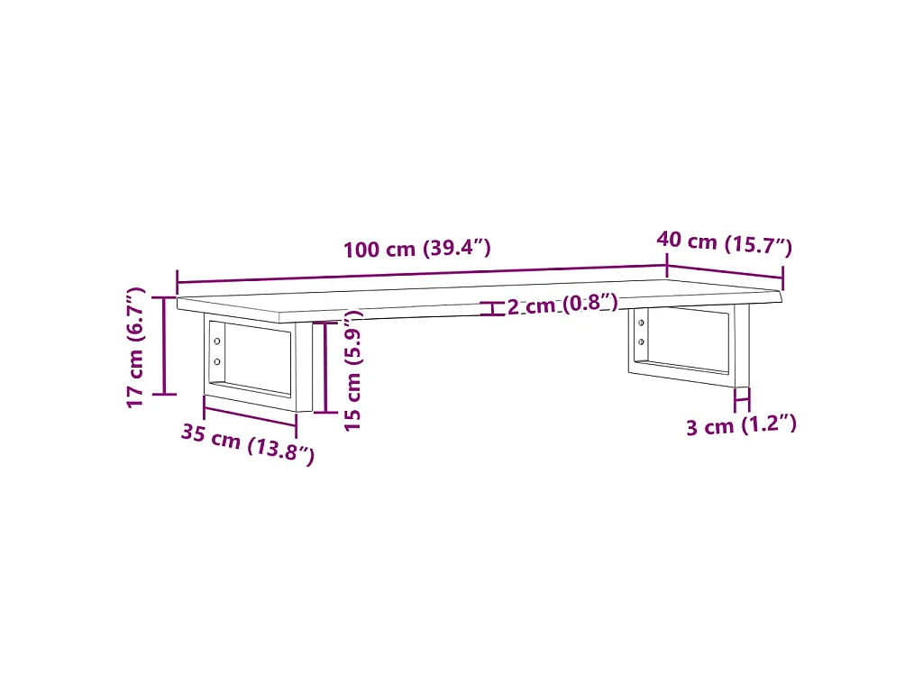 Estante de lavabo de pared de acero y madera maciza de roble