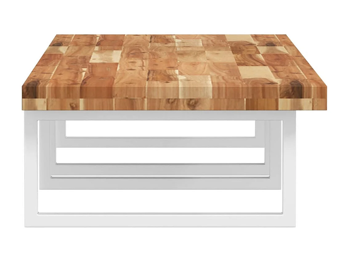 Estante de lavabo de pared acero y madera maciza de acacia