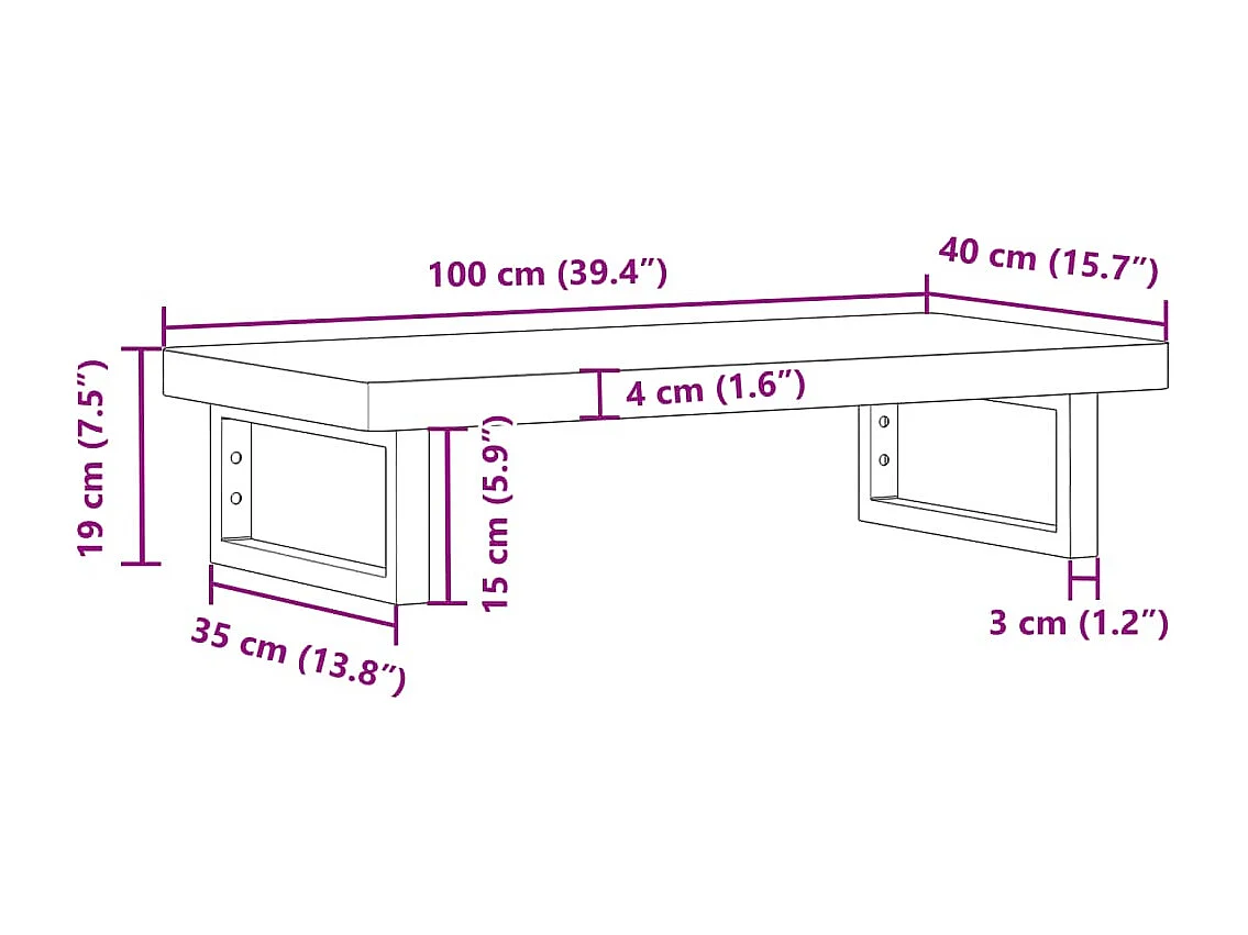 Waschbeckenregal Wandmontage Stahl und Akazienholz