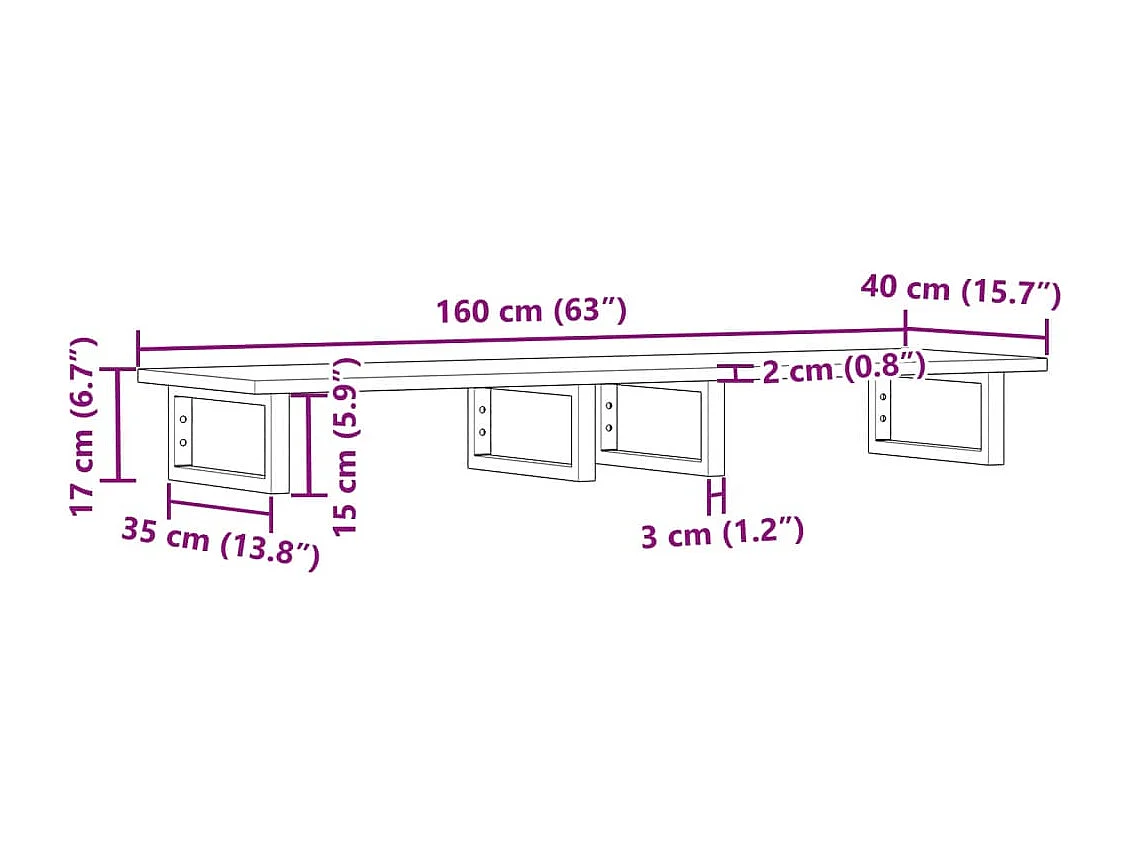 Étagère de vasque murale acier et bois massif d'acacia