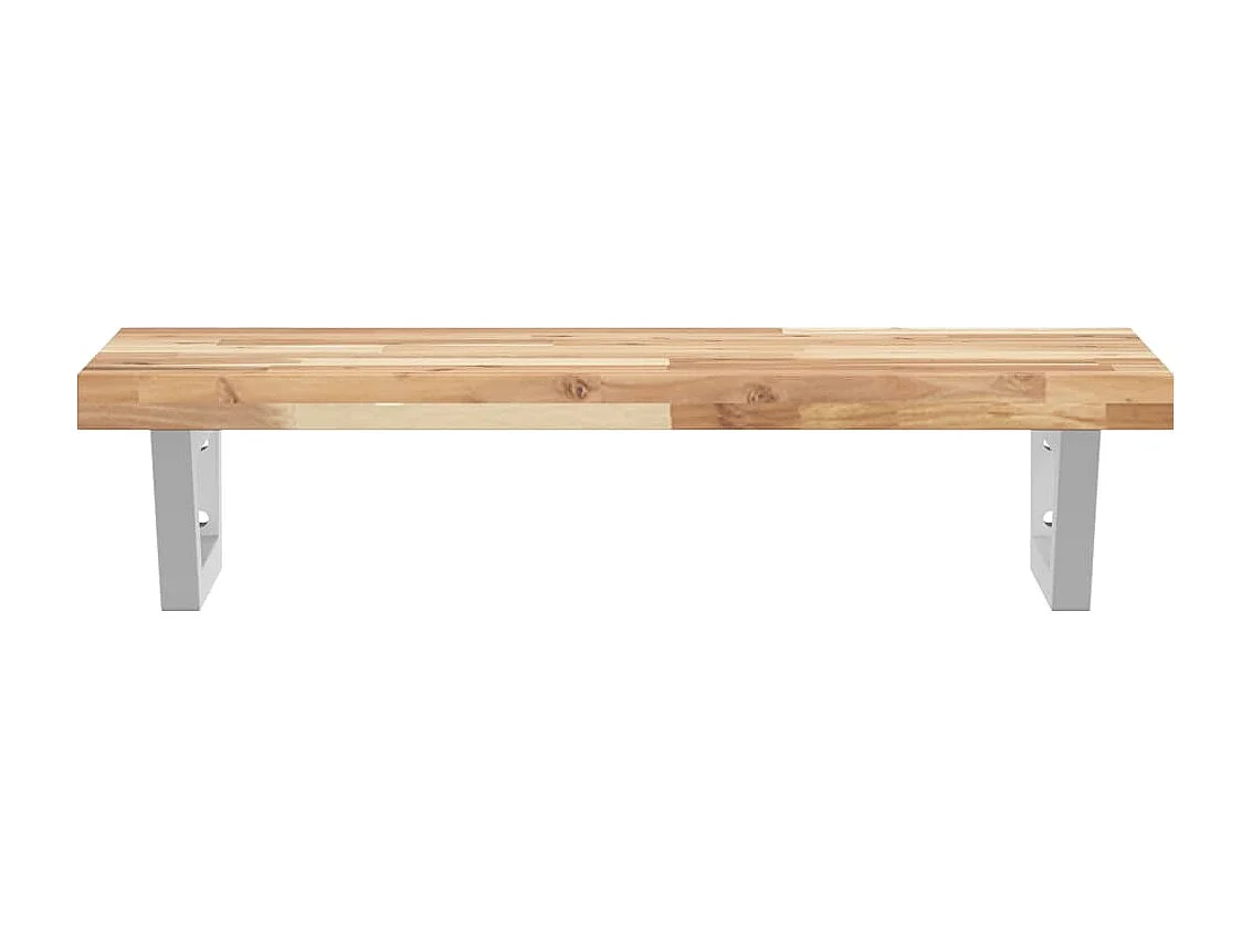 Étagère de vasque murale acier et bois massif d'acacia