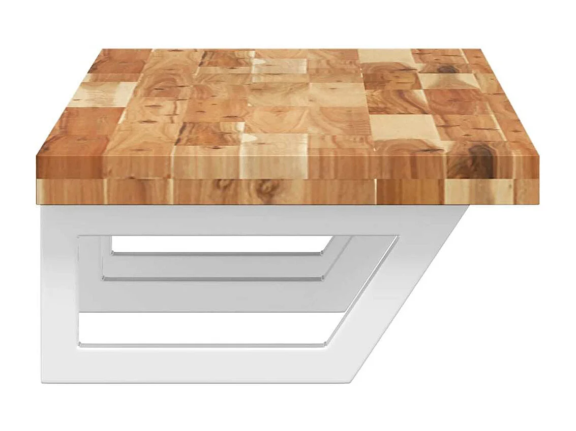 Étagère de vasque murale acier et bois massif d'acacia