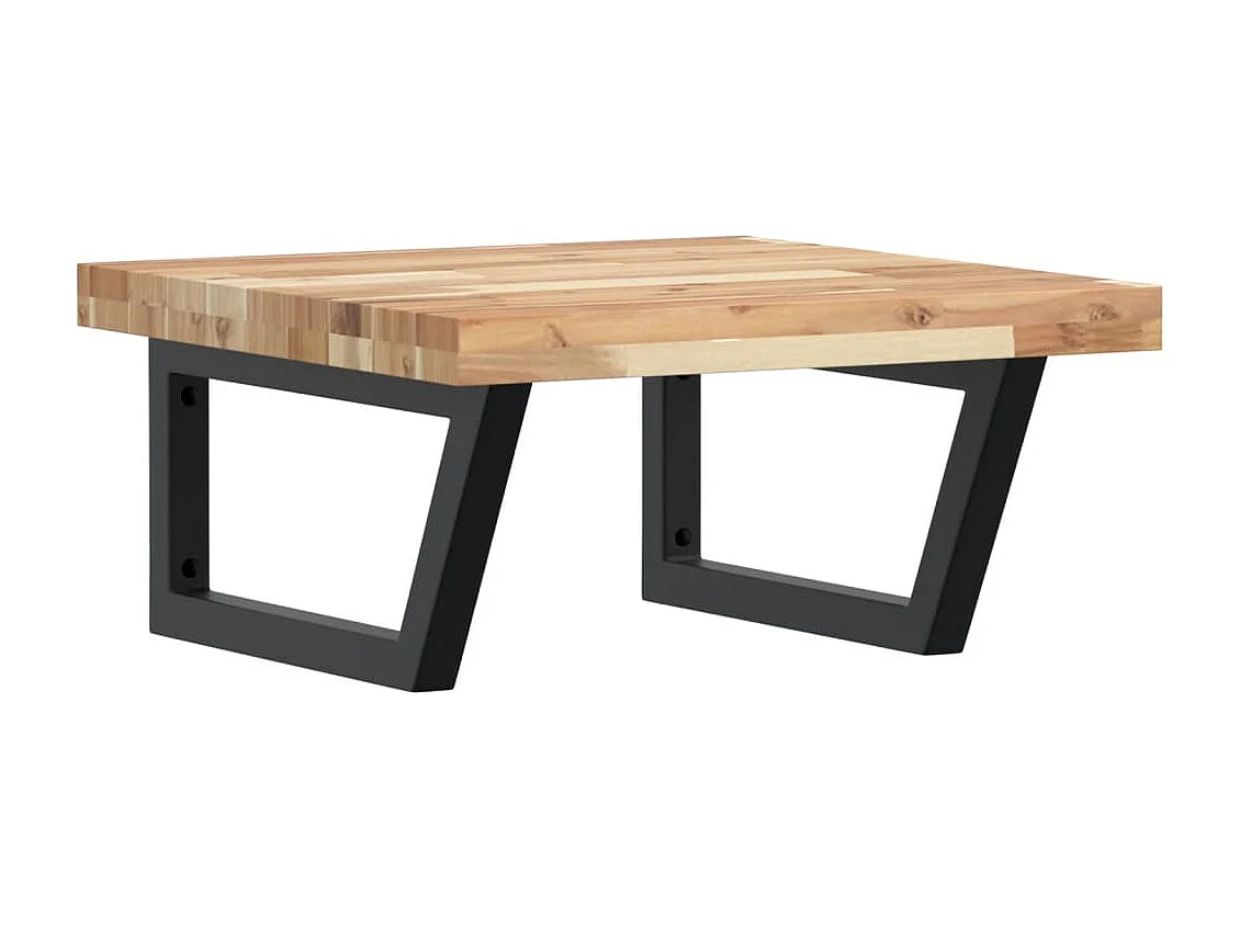 Ripiano a Parete per Lavabo in Acciaio e Massello di Acacia