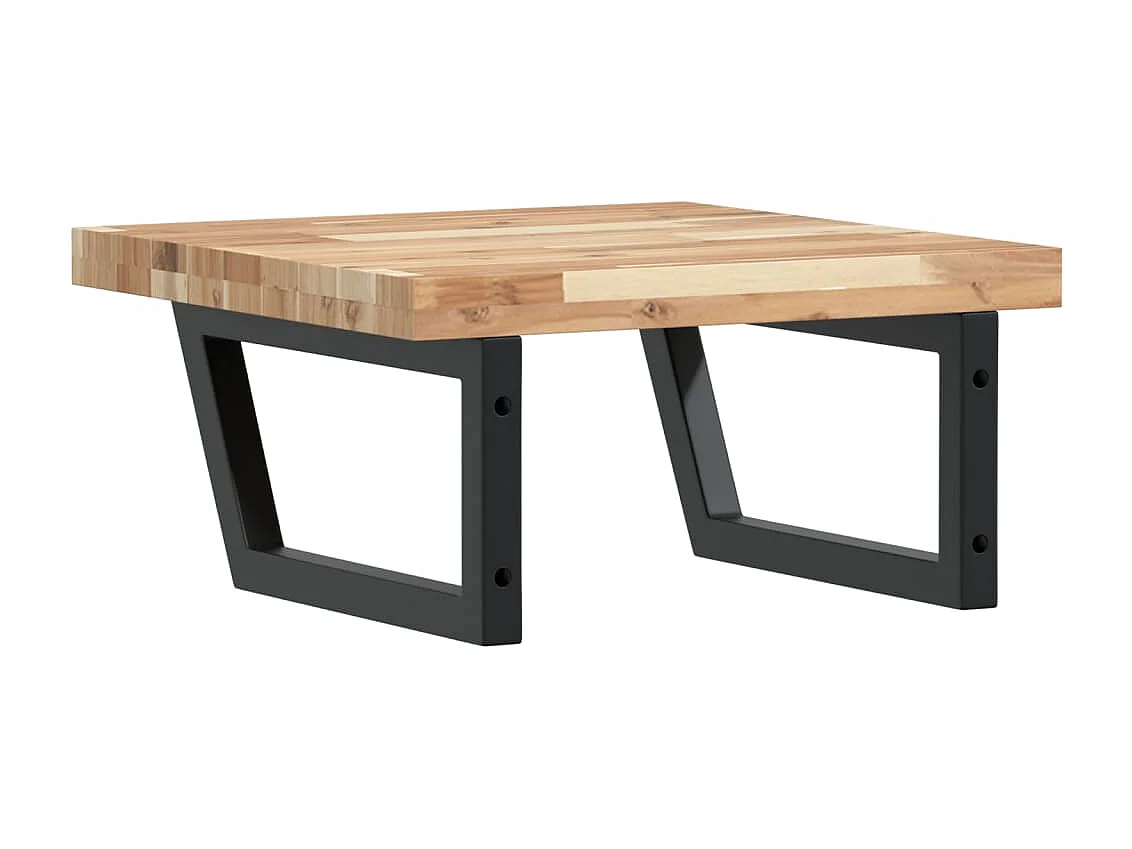 Ripiano a Parete per Lavabo in Acciaio e Massello di Acacia