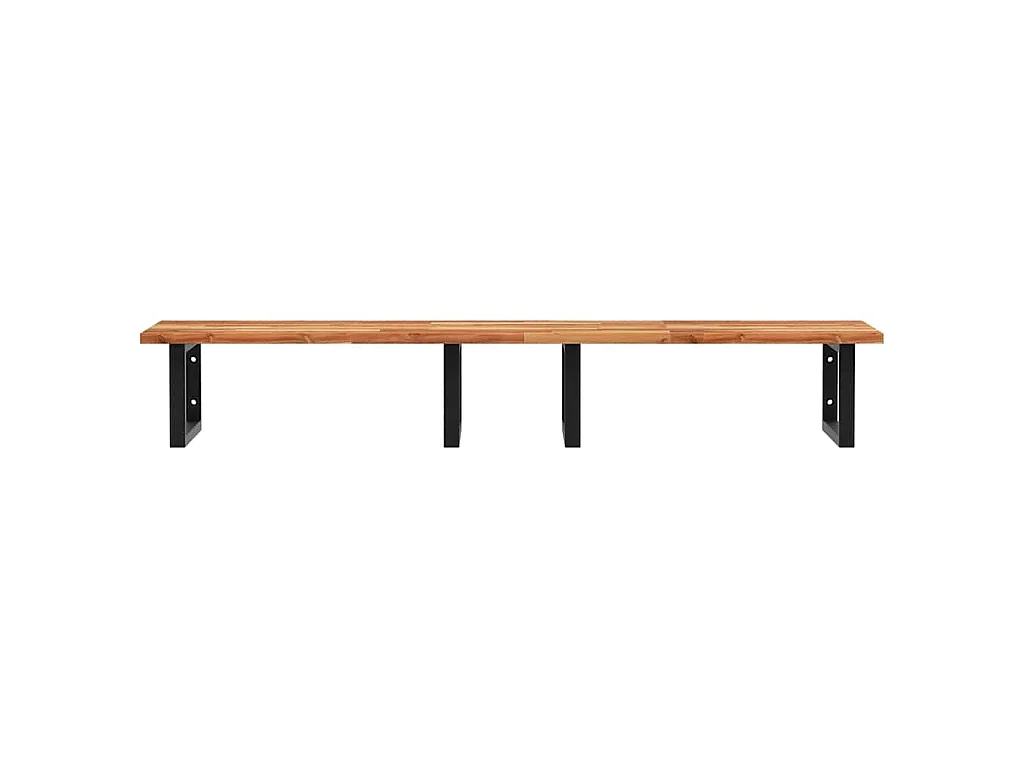 Estante de lavabo de pared acero y madera maciza de acacia