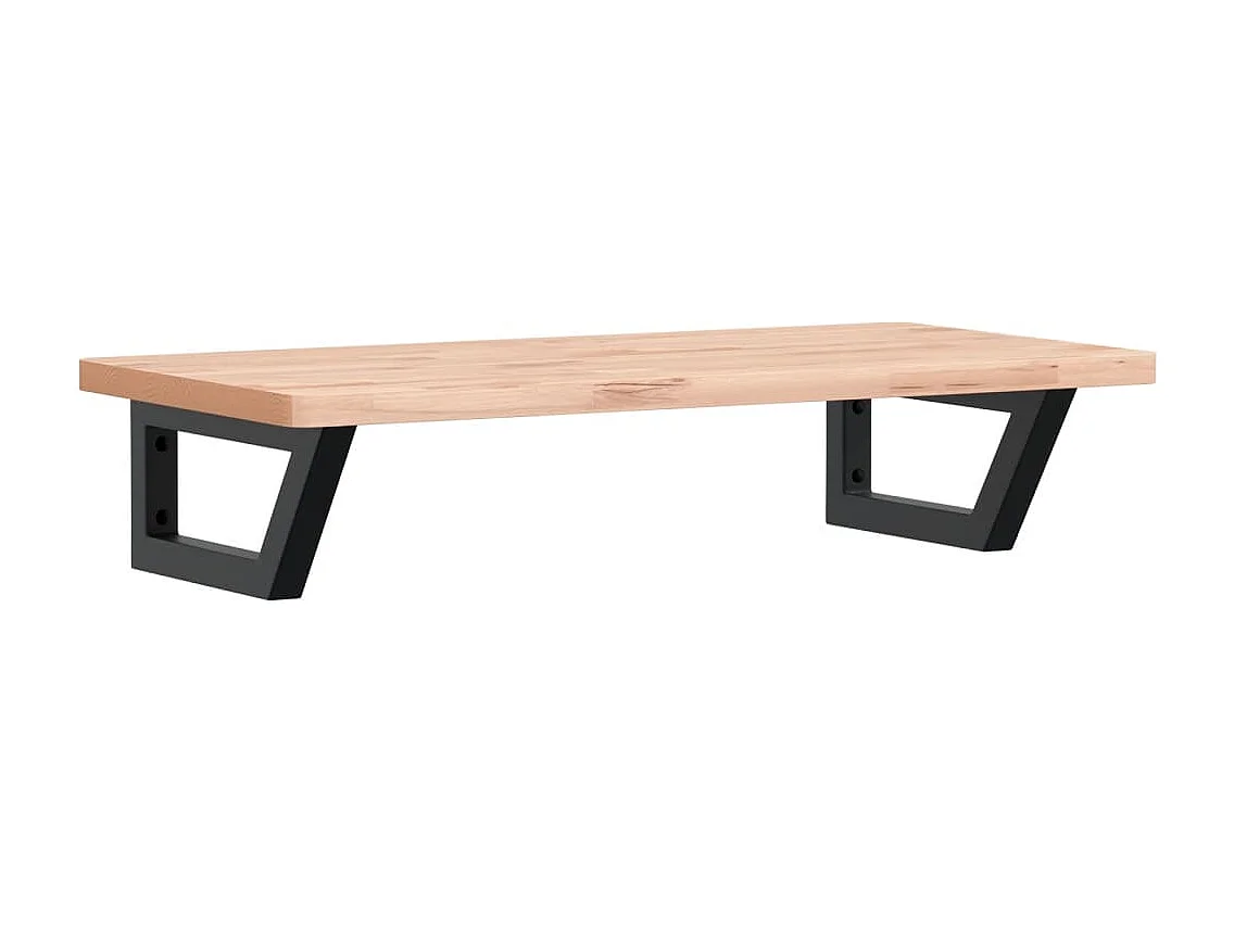 Waschbeckenregal Wandmontage Stahl und Massivholz Buche