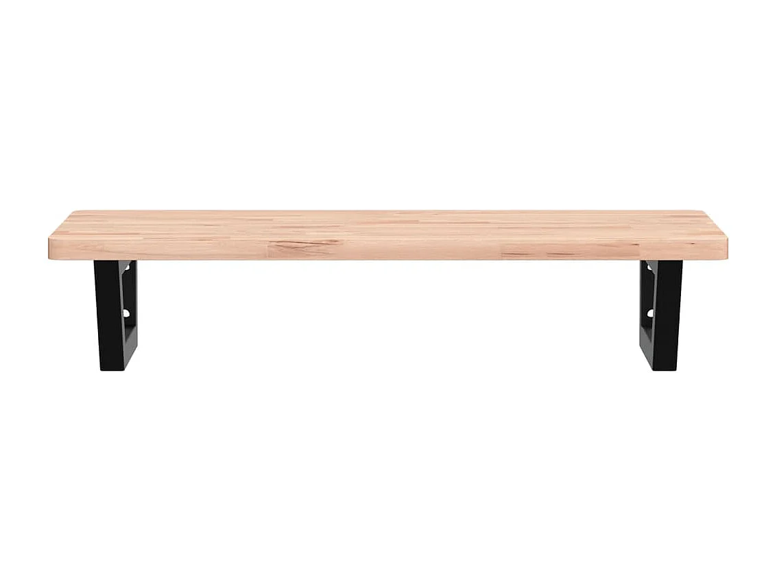 Waschbeckenregal Wandmontage Stahl und Massivholz Buche