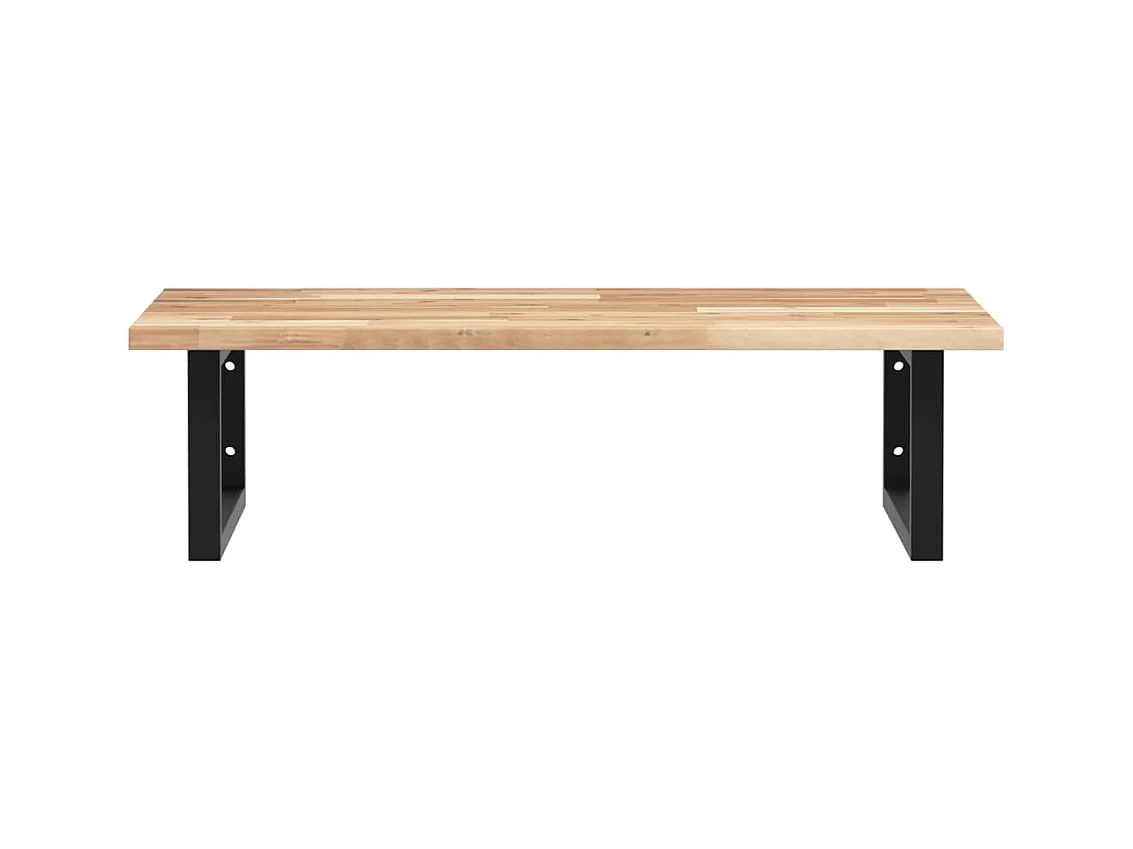 Étagère de vasque murale acier et bois massif d'acacia