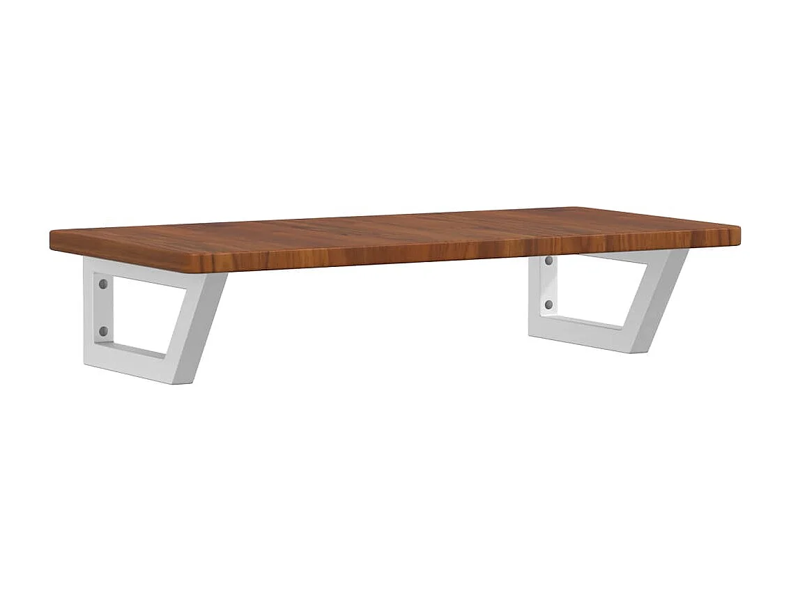 Ripiano a Parete per Lavabo in Acciaio e Massello di Rovere