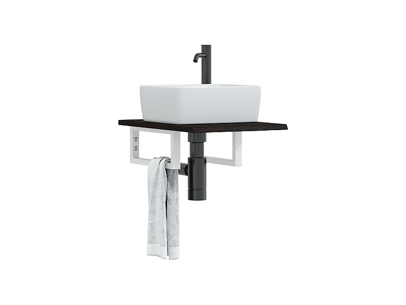 Badkamer wandschap staal en massief eikenhout