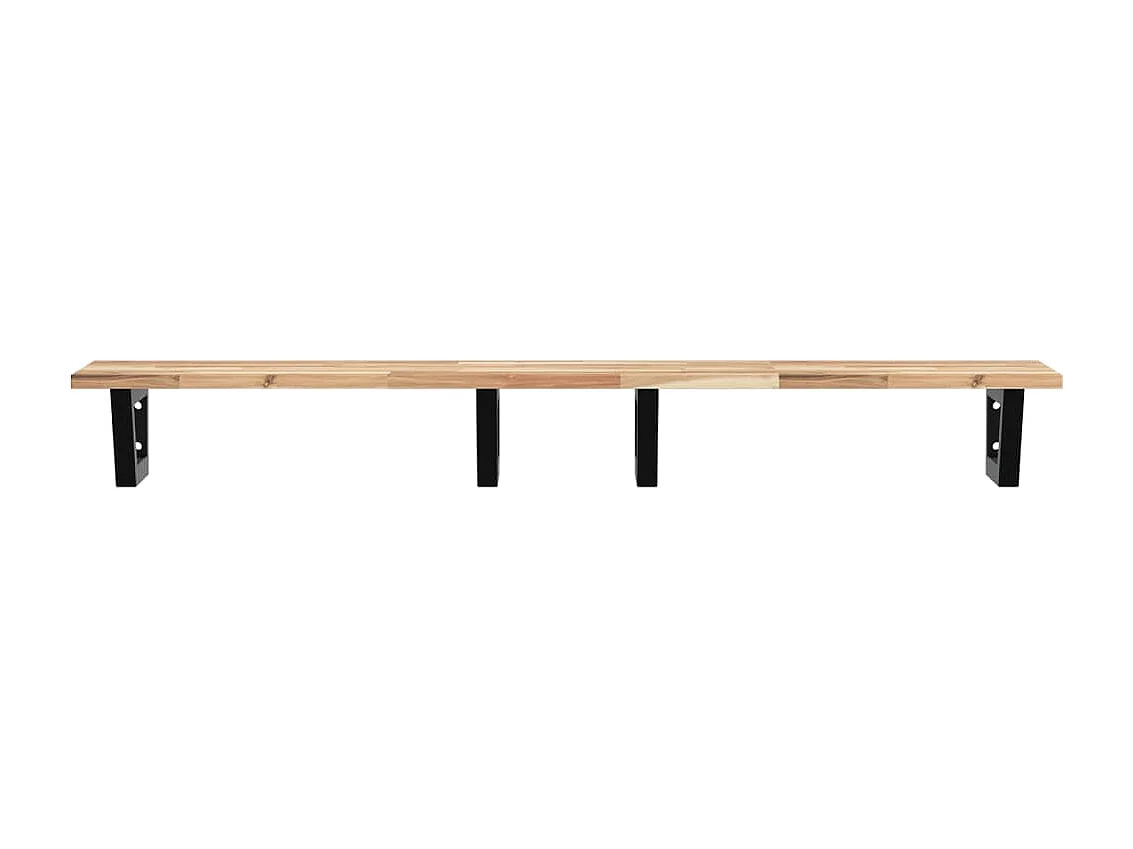 Estante de lavabo de pared acero y madera maciza de acacia