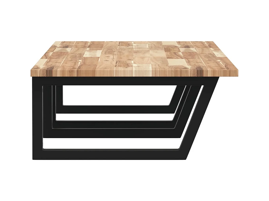 Étagère de vasque murale acier et bois massif d'acacia