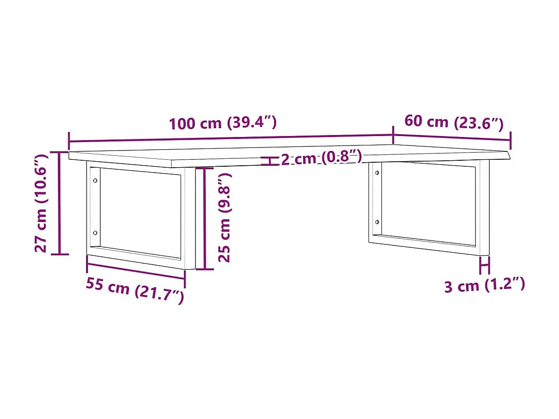 Ripiano a Parete per Lavabo in Acciaio e Massello di Rovere