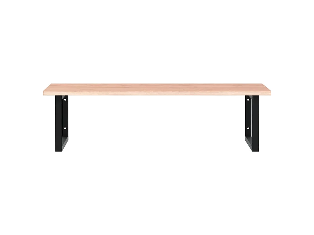 Estante de lavabo de pared de acero y madera maciza de roble