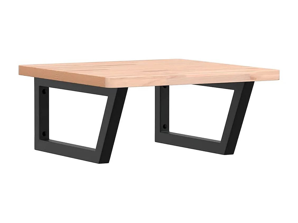 Waschbeckenregal Wandmontage Stahl und Massivholz Buche