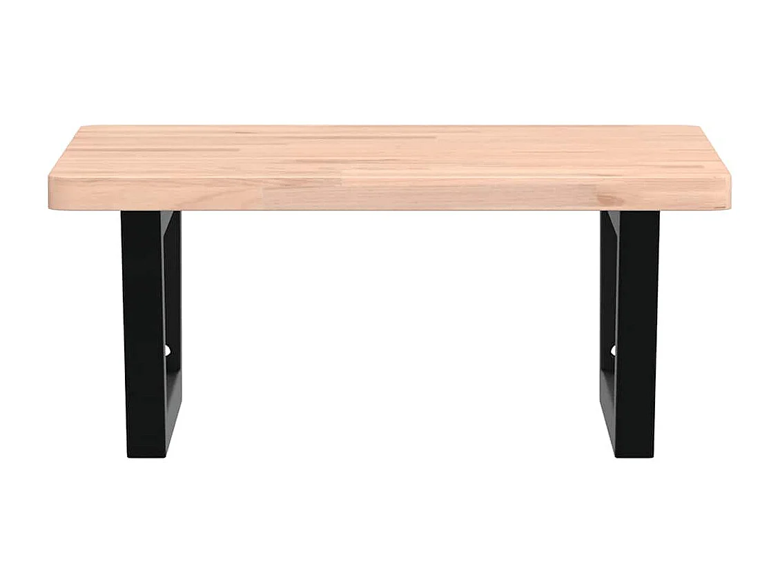 Waschbeckenregal Wandmontage Stahl und Massivholz Buche