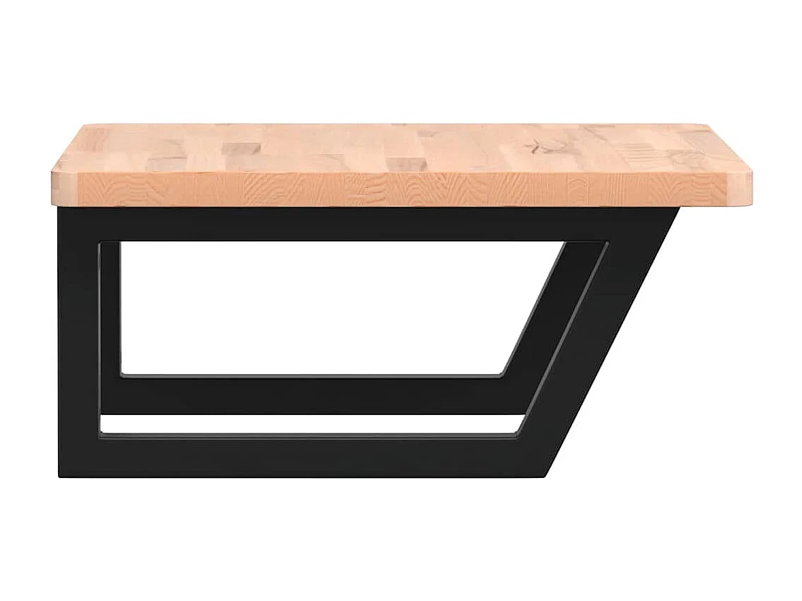 Waschbeckenregal Wandmontage Stahl und Massivholz Buche