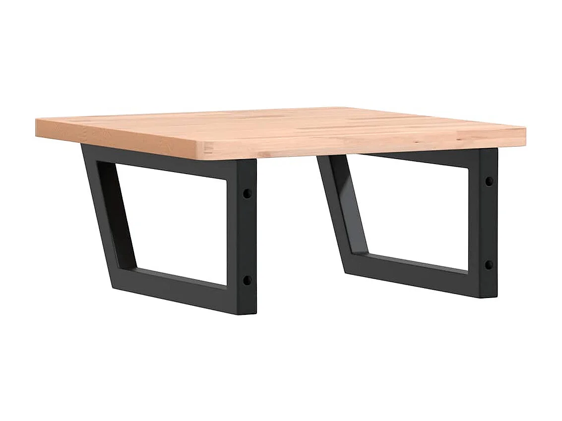 Waschbeckenregal Wandmontage Stahl und Massivholz Buche