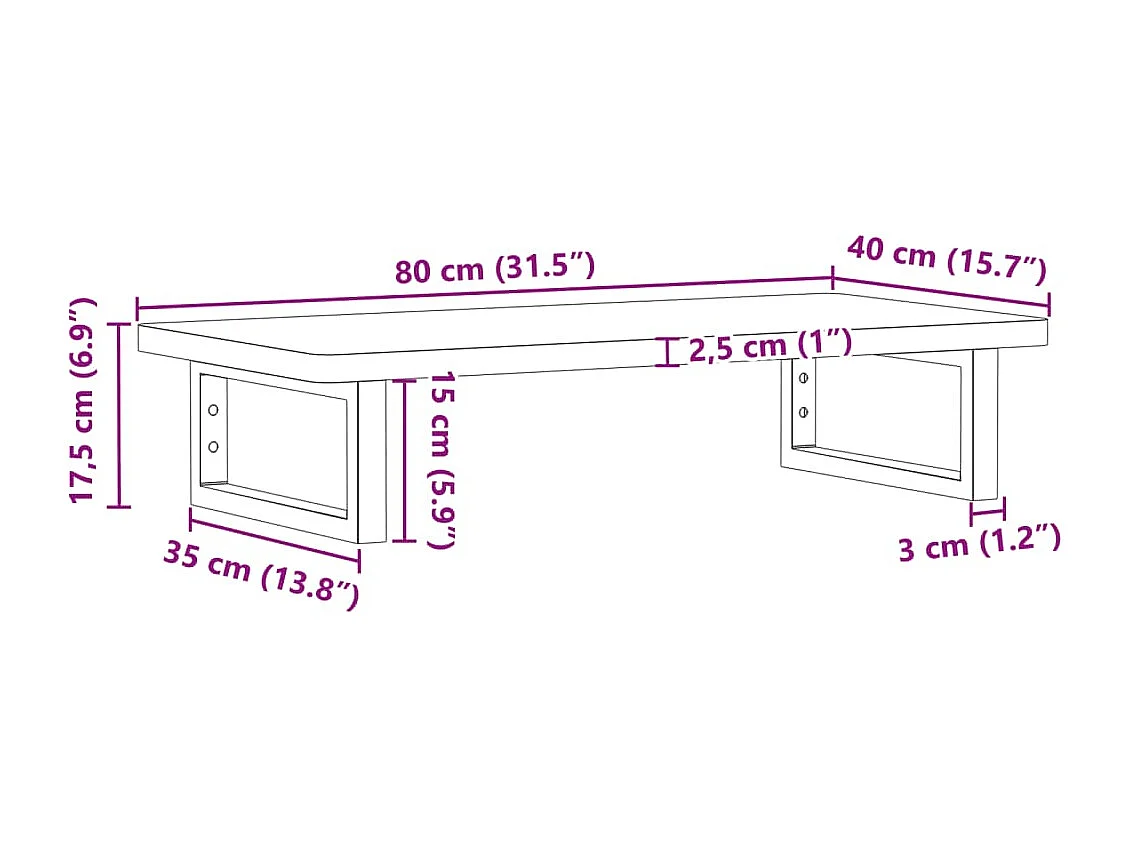 Waschbeckenregal Wandmontage Stahl und Massivholz Buche