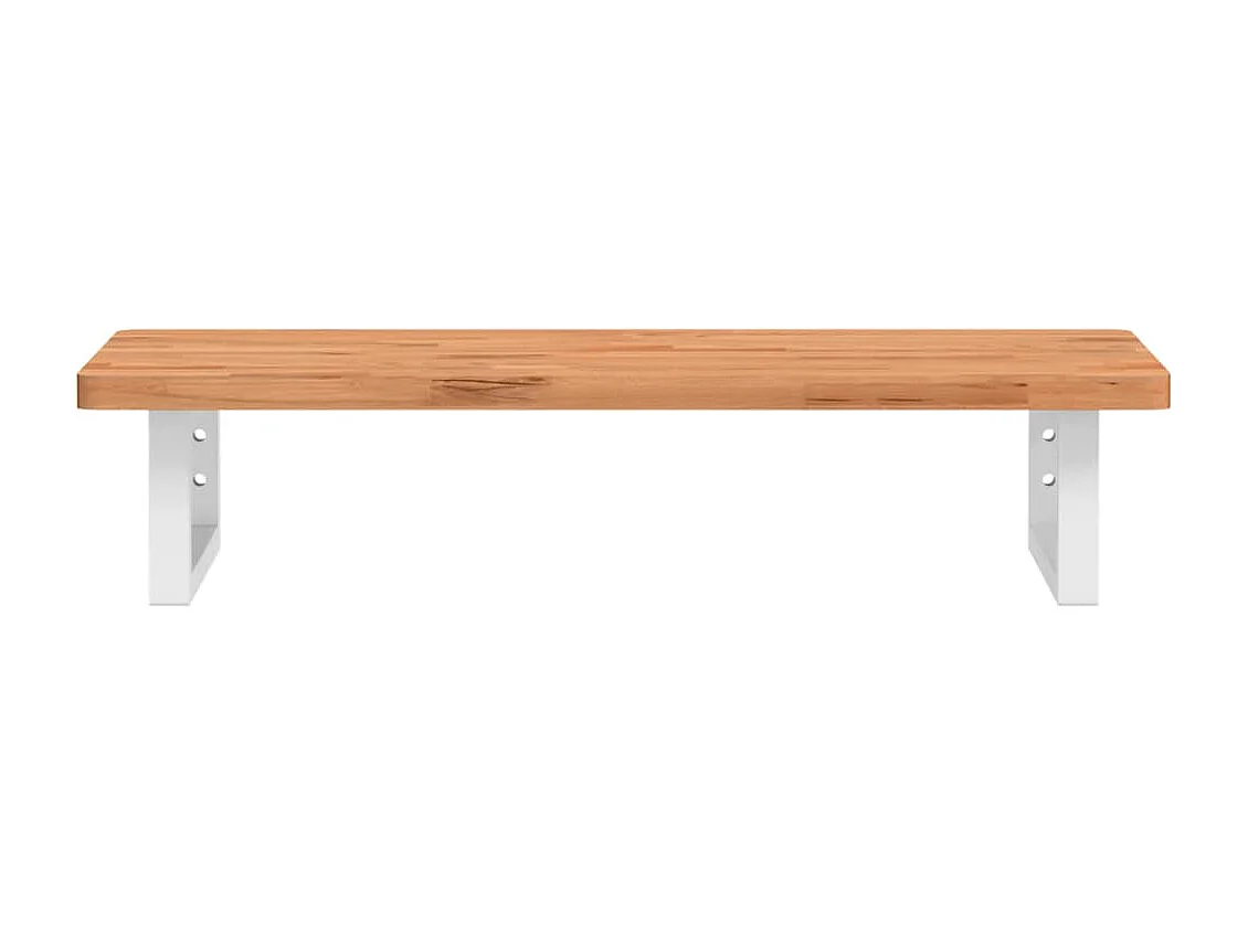 Waschbeckenregal Wandmontage Stahl und Massivholz Buche