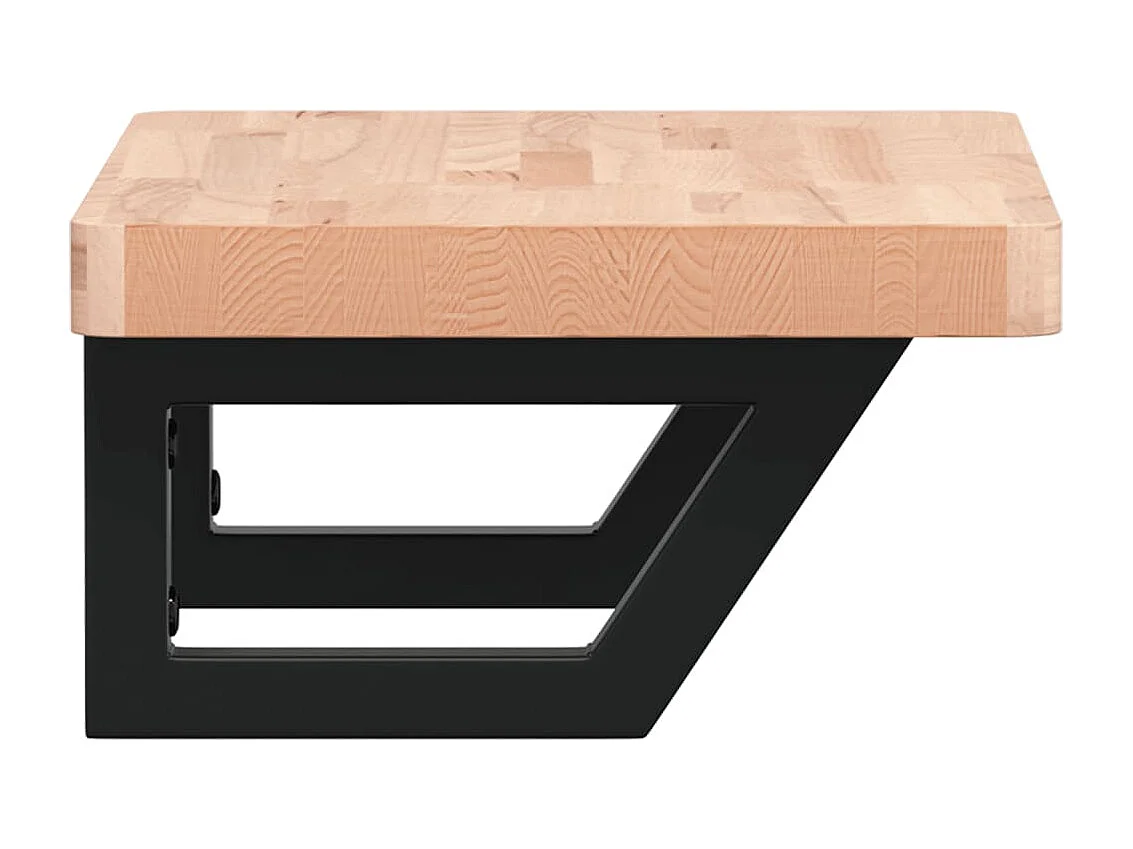 Étagère de vasque murale acier et bois massif de hêtre