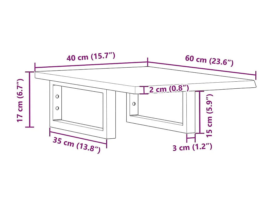 Waschtischplatte mit Halterung Stahl und Massivholz Eiche