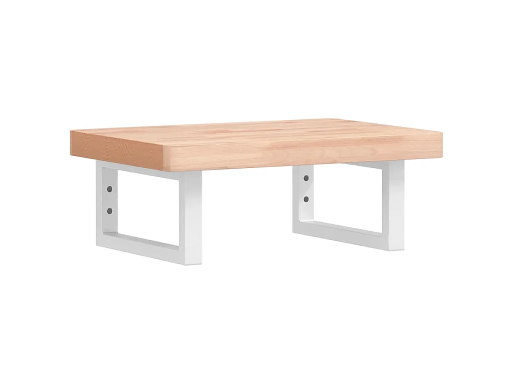 Waschbeckenregal Wandmontage Stahl und Massivholz Buche