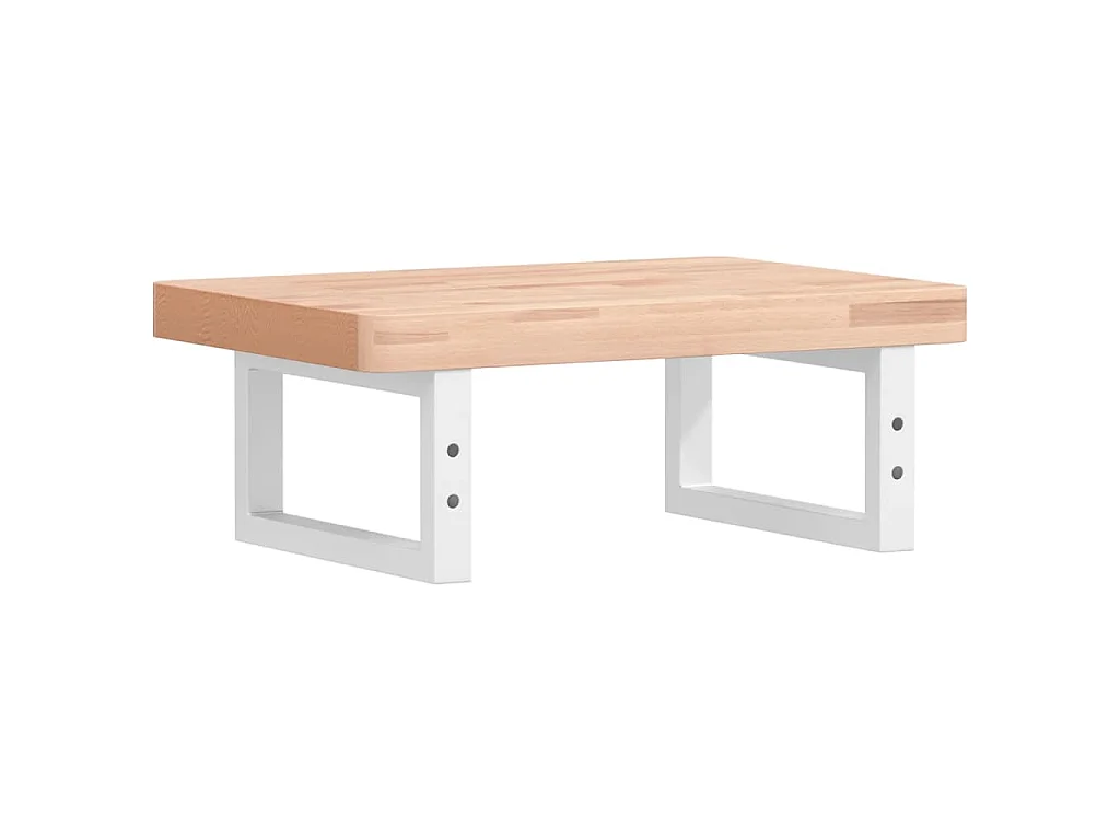 Waschbeckenregal Wandmontage Stahl und Massivholz Buche
