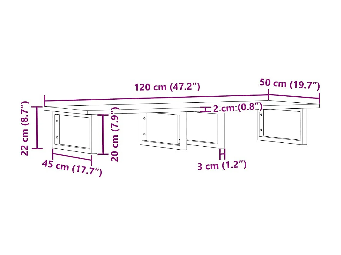 Estante de lavabo de pared acero y madera maciza de acacia