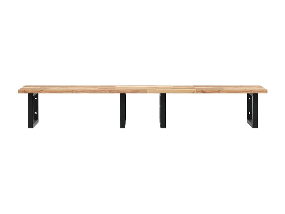 Estante de lavabo de pared acero y madera maciza de acacia