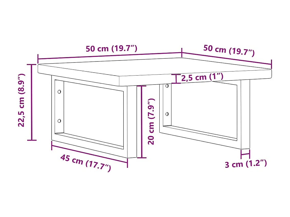 Étagère de vasque murale acier et bois de chêne massif