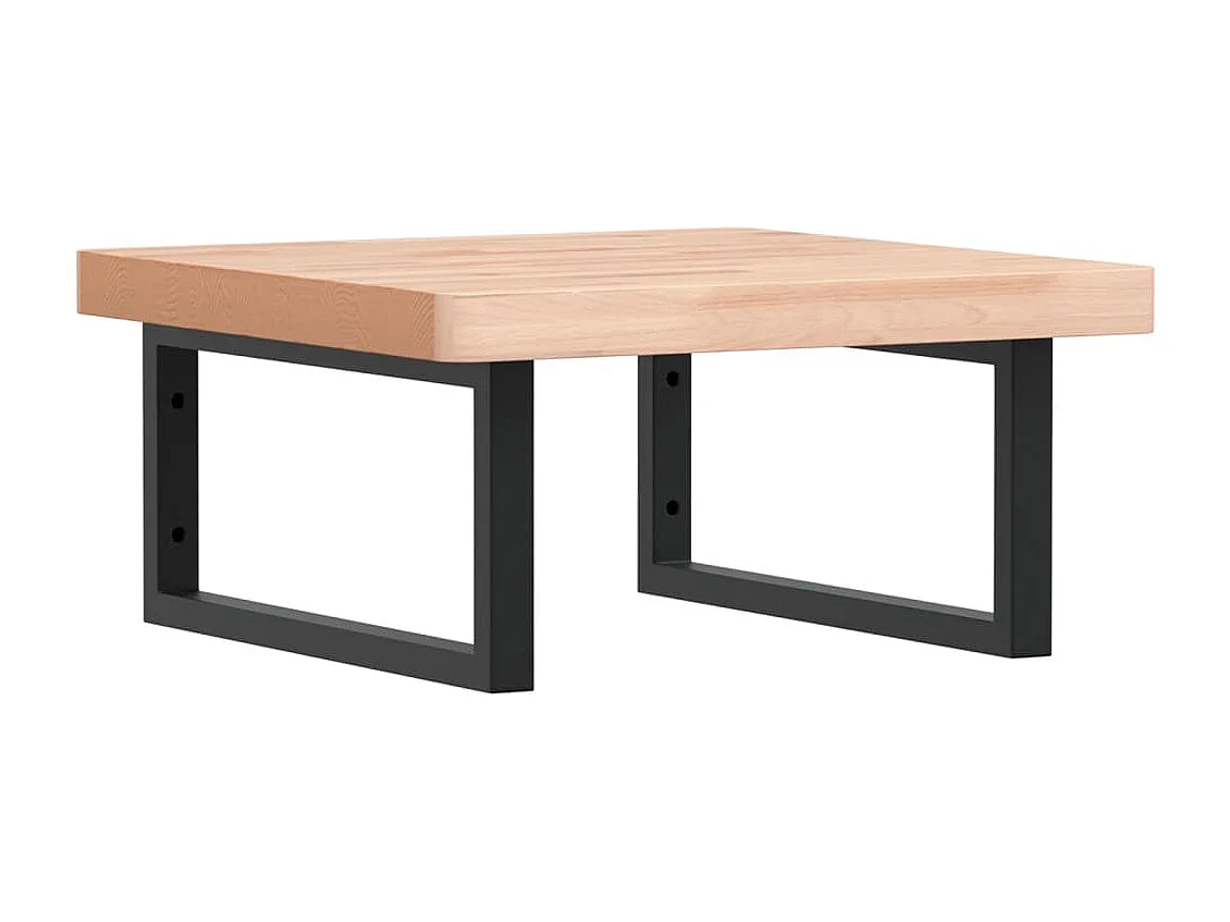 Waschbeckenregal Wandmontage Stahl und Massivholz Buche