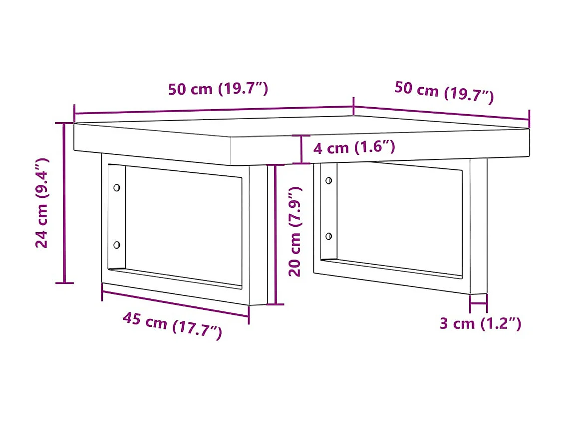 Waschbeckenregal Wandmontage Stahl und Massivholz Buche