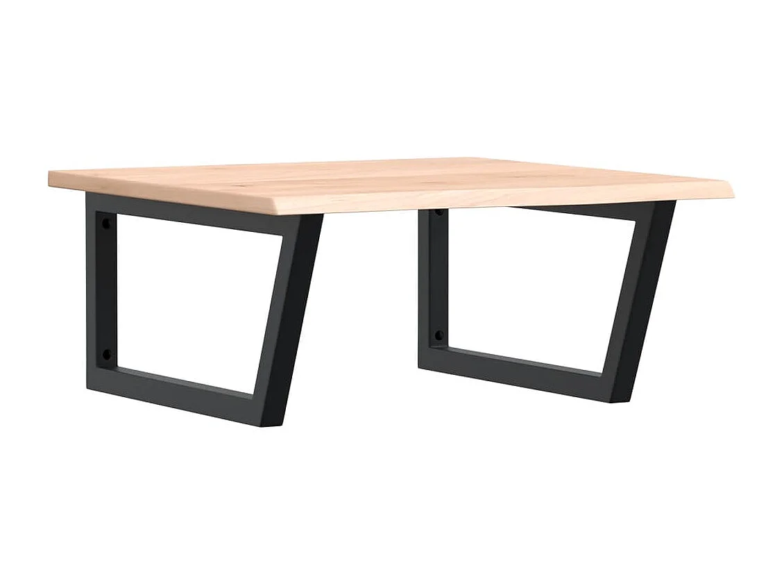 Ripiano a Parete per Lavabo in Acciaio e Massello di Rovere